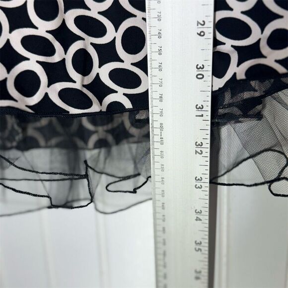 Y2K IZ Byer Halter Dress S Black White Circle Print Mesh Hem Made USA Cocktail - Picture 6 of 8